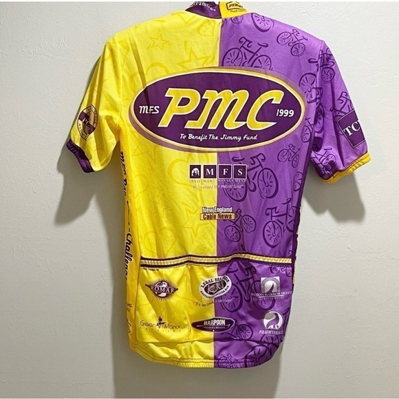 PEARL IZUMI Men’s CYCLING JERSEY Yellow Purple Pan-Mass Challenge 1999 Size M - Picture 2 of 8